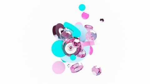 3d abstract background. Glass and plastic objects. 3d geometric shapes. Stock-Illustration