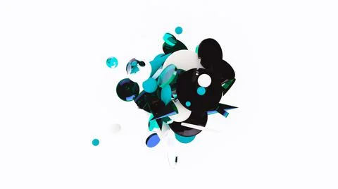 3d abstract background. Glass and plastic objects. 3d geometric shapes. Stock-Illustration