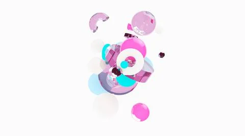 3d abstract background. Glass and plastic objects. 3d geometric shapes. Ilustração Stock