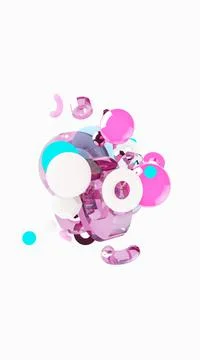 3d abstract background. Glass and plastic objects. 3d geometric shapes. Stock-Illustration