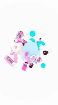 3d abstract background. Glass and plastic objects. 3d geometric shapes. Stock-Illustration