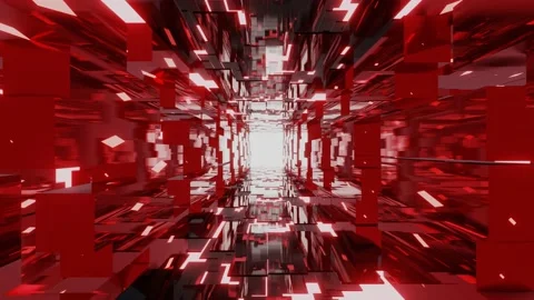 3d abstract background, going forward in digital cyberspace tunnel Vidéo 235897802