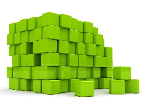 3d abstract background with green cubes. Stock Illustration