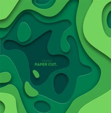 3D abstract background with green paper cut shapes. Vector design layout for Stock Illustration