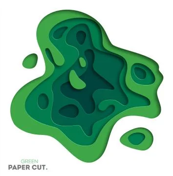 3D abstract background with green paper cut shapes. Vector design layout for Stock Illustration