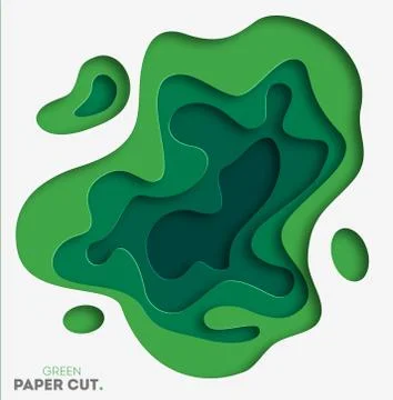 3D abstract background with green paper cut shapes. Vector design layout for Stock Illustration