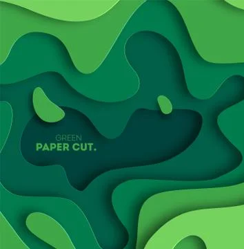 3D abstract background with green paper cut shapes. Vector design layout for Stock Illustration