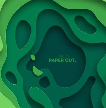 3D abstract background with green paper cut shapes. Vector design layout for Stock Illustration