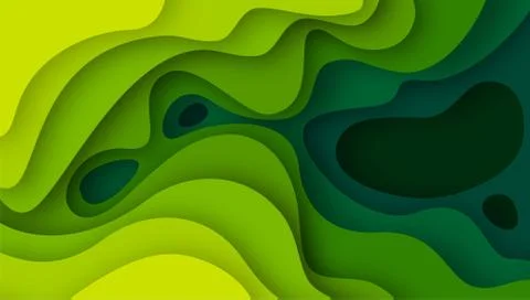 3D abstract background with green paper cut shapes. Vector design layout for Stock Illustration