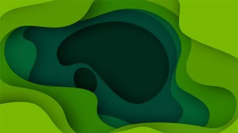 3D abstract background with green paper cut shapes. Vector design layout for Stock Illustration