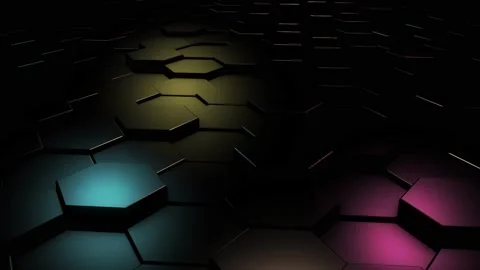 3D abstract background hexagon metal elements surface pattern moving loop Stock Footage 150206555