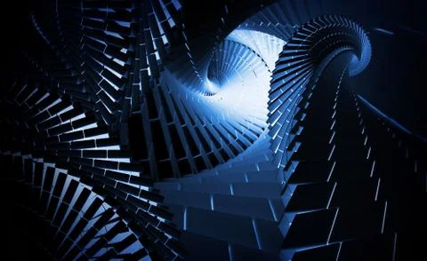3d abstract background illustration with dark blue helix tunnels 스톡 일러스트