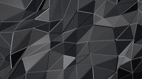 3D Abstract background Loop, Reflective Black Metal Triangles 4k Low Poly Mirror Stock-Footage 305669496