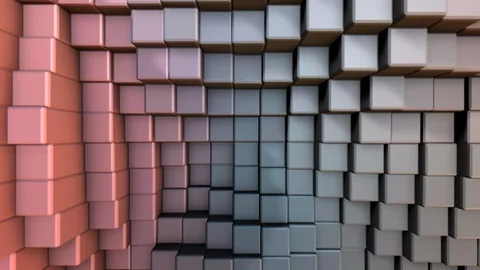 3D Abstract background of Metallic Cube in Pastel color with depth of field Stock Footage 124651235