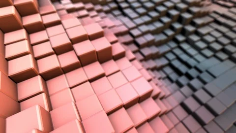 3D Abstract background of Metallic Cube in Pastel color with depth of field Vidéo 124651277