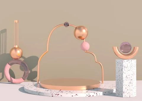 3d abstract background, mock up scene geometry shape podium for product displ Stock Illustration