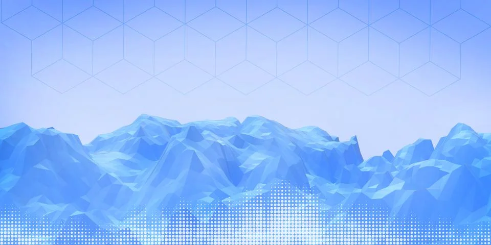 3D Abstract background. Mountain Digital Low poly concept of science technology Stock Illustration