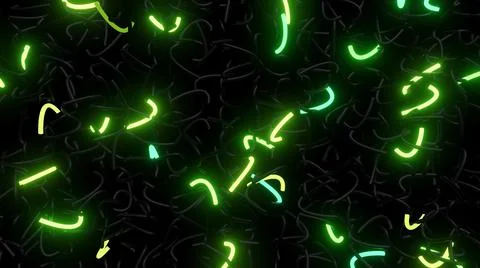 3d abstract background with neon light, green flashes of light bulbs of unusual Illustrazione stock