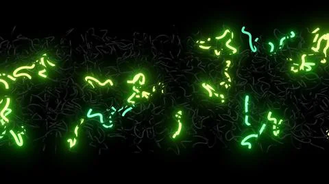 3d abstract background with neon light, green flashes of light bulbs of unusual Illustrazione stock