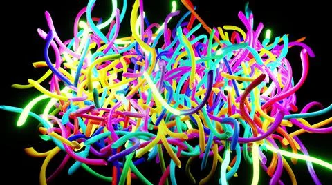 3d abstract background with neon light, multicolored flashes of light bulbs of Illustrazione stock