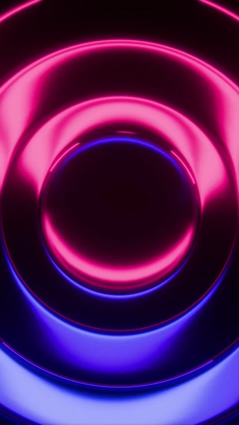 3D abstract background with neon rings Видео 332630389