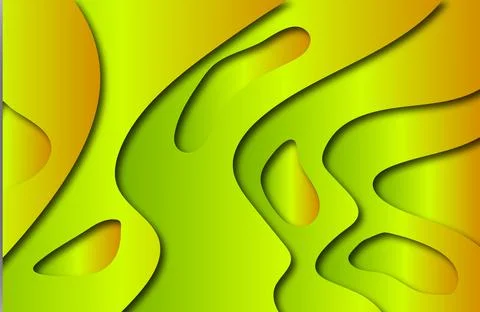 3D abstract background in orange, yellow, green gradient and paper cut shapes Stock Illustration