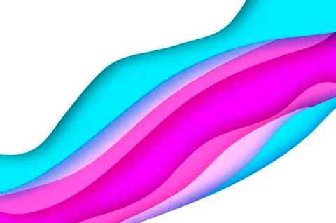 3D abstract background with paper cut shapes. .Layered tunnel landscape wave Stock Illustration
