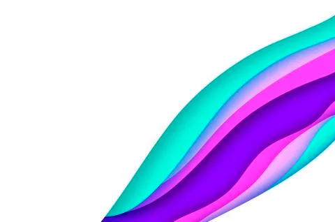 3D abstract background with paper cut shapes. .Layered tunnel landscape wave Stock Illustration