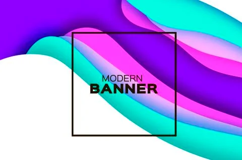 3D abstract background with paper cut shapes. .Layered tunnel landscape wave Stock Illustration