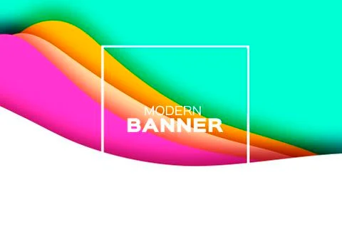 3D abstract background with paper cut shapes. .Layered tunnel landscape wave Stock Illustration