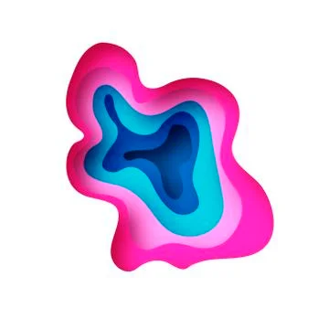3D abstract background with paper cut shapes. .Layered tunnel wave background Stock Illustration