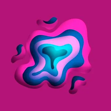 3D abstract background with paper cut shapes. .Layered tunnel wave background Stock Illustration