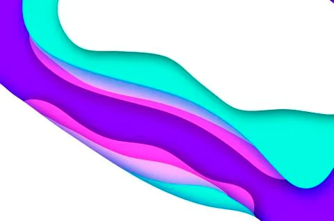 3D abstract background with paper cut shapes. .Layered tunnel landscape wave Stock Illustration