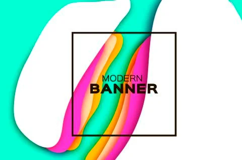 3D abstract background with paper cut shapes. .Layered tunnel landscape wave Stock Illustration