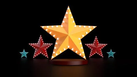 3d abstract background with pedestal. Simple star shapes, smooth light, soft  Stock Illustration