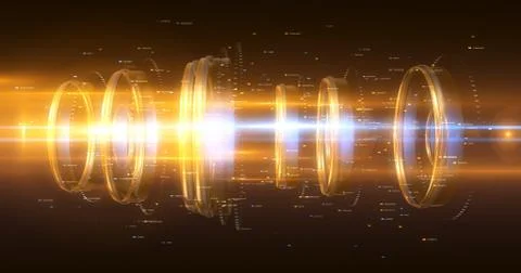 3D Abstract Background Render. Futuristic Shapes Moving And Rotating Stock Illustration