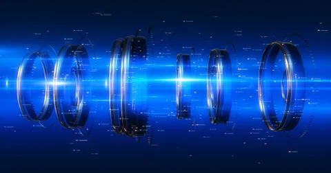 3D Abstract Background Render. Futuristic Shapes Moving And Rotating Stock Illustration