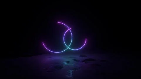 3d abstract background render, pink blue neon light fly on the ground, retrowave Illustrazione stock