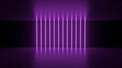 3d abstract background render, pink neon lights in the room, retrowave and Stock Illustration