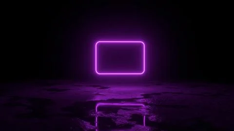 3d abstract background render, pink neons frame fly over the ground, retrowave Stock Illustration