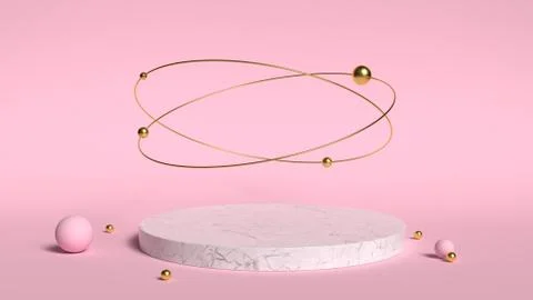3d abstract background render. Pink platform for product display. Interior 스톡 일러스트