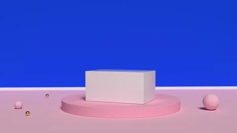 3d abstract background render. Pink platform for product display. Interior Stock Illustration