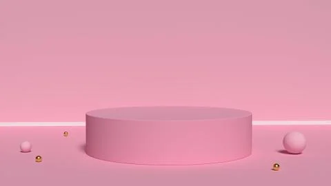 3d abstract background render. Pink platform for product display. Interior Stock Illustration