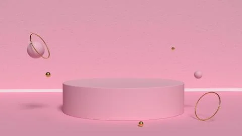 3d abstract background render. Pink platform for product display. Interior Stock Illustration