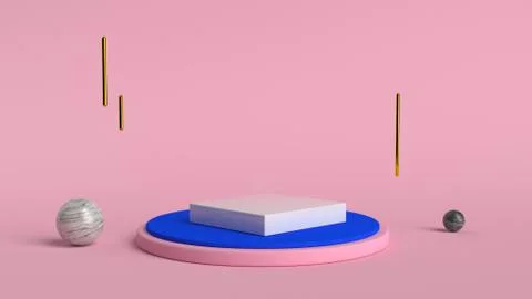 3d abstract background render. Pink platform for product display. Interior Illustrazione stock