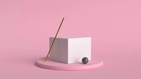 3d abstract background render. Pink platform for product display. Interior Stock Illustration