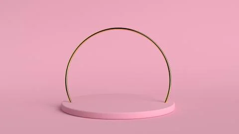 3d abstract background render. Pink platform for product display. Interior Stock Illustration