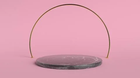 3d abstract background render. Pink platform for product display. Interior Illustrazione stock