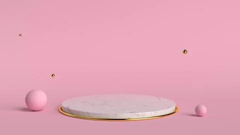 3d abstract background render. Pink platform for product display. Interior Stock Illustration