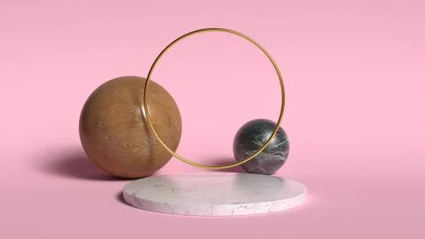 3d abstract background render. Pink platform for product display. Interior Illustrazione stock